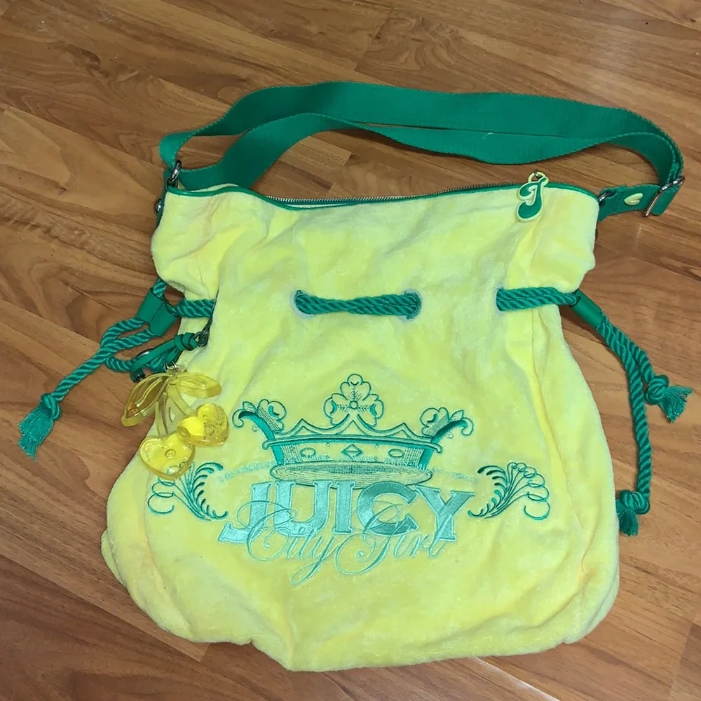 Original Juicy Couture Terry Cloth Drawstring Embroidered Handbag Purse